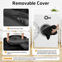 GGIB Calming Dog Bed Fluffy Plush Dog Mat for Furniture Protector with Removable Washable Cover for Large Medium Small Dogs and Cats (Extra Large (53x39.3x6), Black)