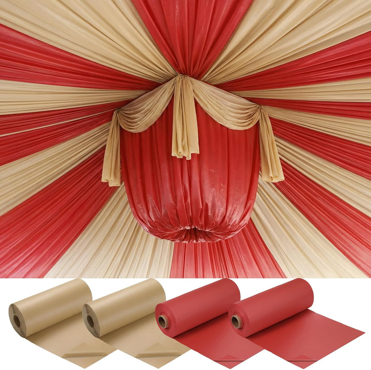 Moukeren red and white circus carnival plastic table cover roll on a party table - view 3