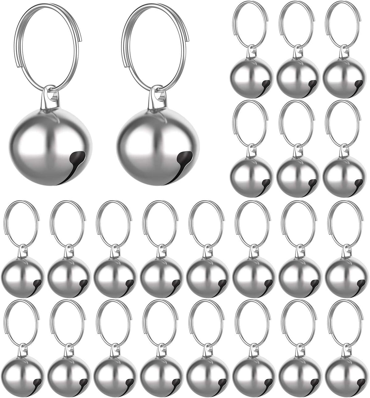 Outus 24 Sets Cat Bells for Pet Cat Dog Collar Pendant Charm - Silver