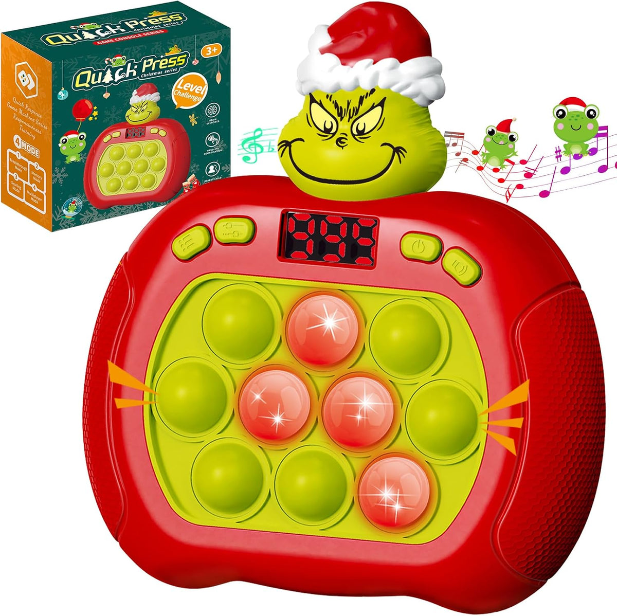Pop Game, Light Up Fidget Toy for Kids & Adults - Christmas Green Monster