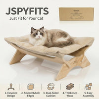 JSPYFITS Cat Cage Hammock with Ball - Chic Beige - image 3