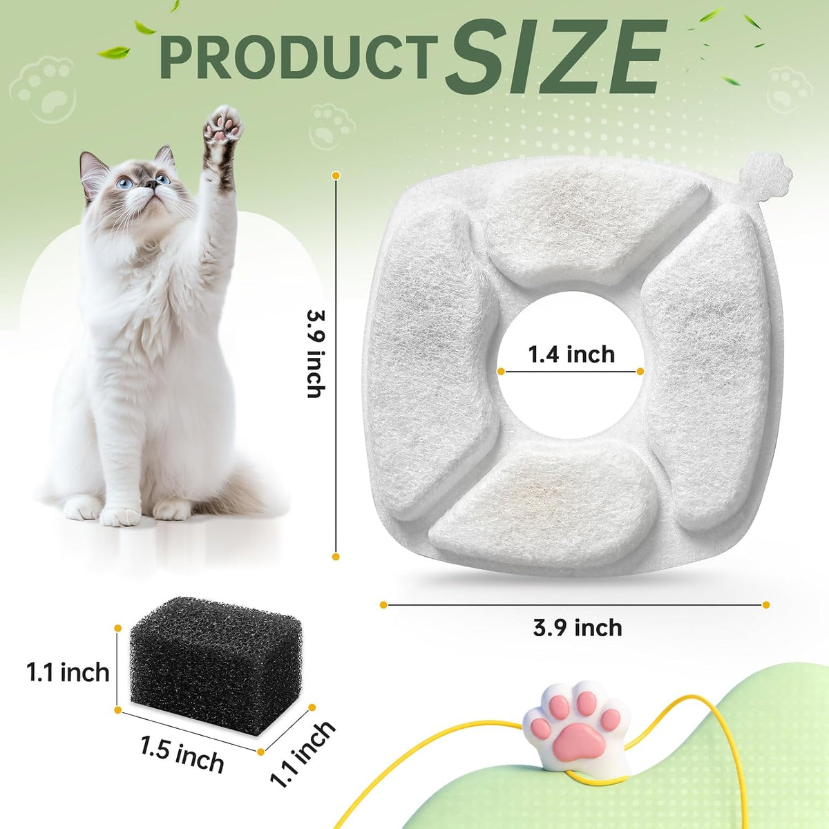 Cat Water Fountain Replacement Filters-12 Pack Cat Fountain Filters - 20 Filters+20 Sponges - image 2