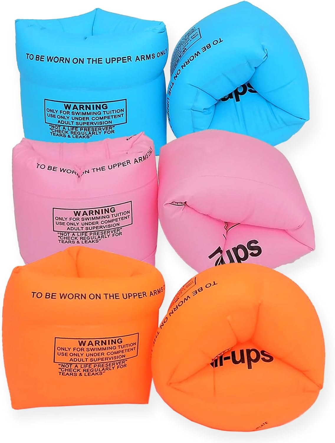 10Leccion 2 Pack Inflatable Arm Floaties for Toddlers - Blue & Pink & Orange