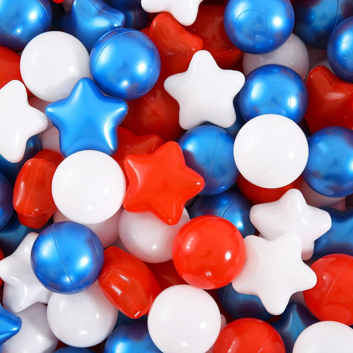 Star Ball Pit Balls for Toddlers, Ball Pool Play Tent - Pearl Blue+Red+White / 200
