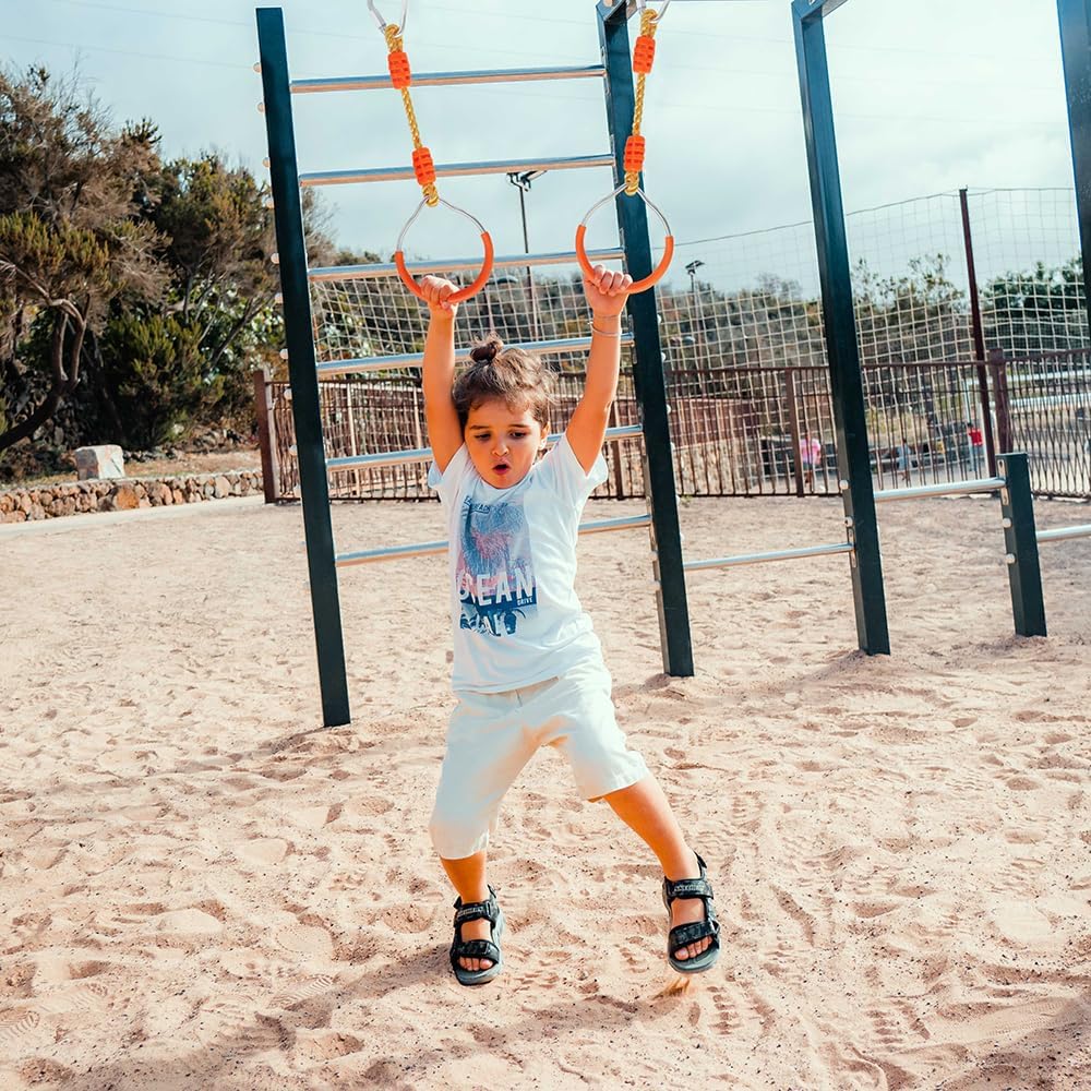Swing Gymnastic Ring Warrior Obstacle Course Slackline Climb Trapeze - 8 Pack / Orange - image 2