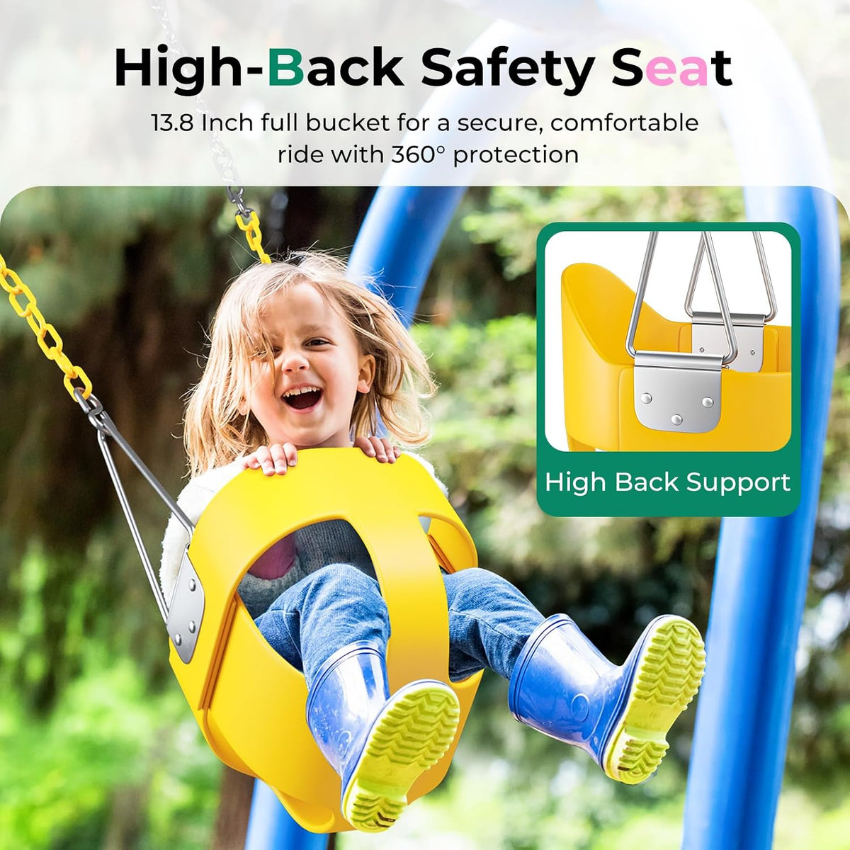 DECORLIFE Toddler Swing, Baby Swing Outdoor - Yellow - 1 Pack - image 2