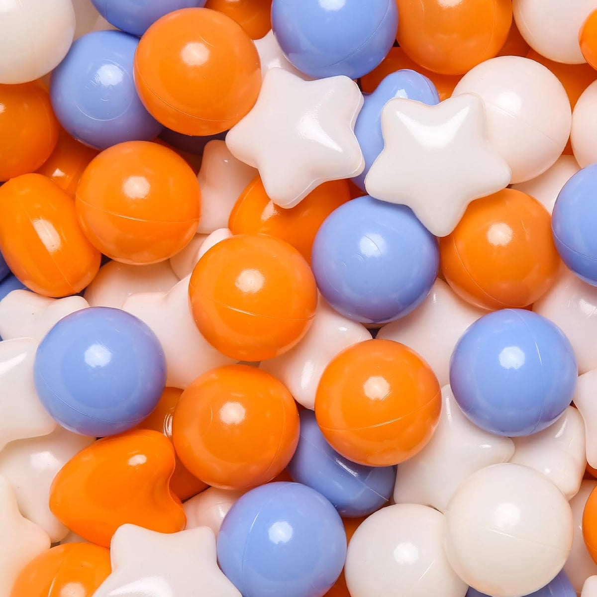 TRENDPLAY Ball Pit Balls Star and Heart Shapes for Toddlers - Beige Orange Blue / 200