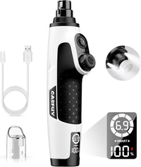 Casfuy Smart 6-Speed Dog Nail Grinder with LED Lights Safe - White