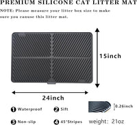 Silicone Cat Litter Mat, Scratch-Resistant Litter Trapping Mat, Waterproof & Non-Slip Litter Box Mat, Highly Effective for Collecting Litter, Easy to Clean for Indoor Use