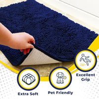 Muddy Mat | Absorbent Microfiber Chenille Door Mat Grey 24" x 35" with Heavy Duty Non-Slip Rug - 24" x 35" / Navy Blue - image 3