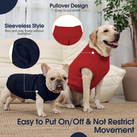 2 Pack 3XL Fleece Dog Sweater for Labrador, Leash Hole - Blue & Red / XXXX-Large(Chest Girth: 30.7") - image 4