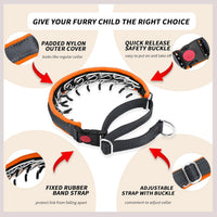 Martingale No Pull Dog Collar for Large Medium Small Dogs - M (15"-23" Neck, 1.5" Wide) / Black Orange - image 3