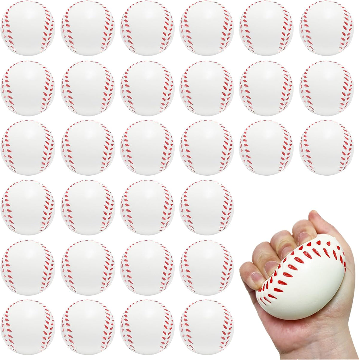 Whkvnng baseball stress balls, 30 foam squeeze balls with a baseball design