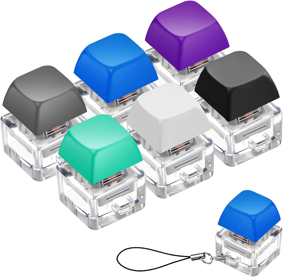 6 Pcs Keyboard Fidget Toy Keyboard Fidget Keychain - Dark / Classic / 6