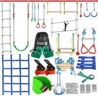 Ninja Warrior Obstacle Course for Kids Backyard - 2x50FT + 10 attachments
