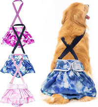 Avont 3 Pack Washable Female Dog Diaper with Suspender-Mixed Patern L – Essentials for Dogs - Tie-dye - Purple/ Blue / Pink / XL