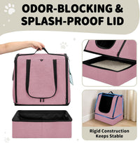 apollo walker Portable Cat Litter Box With Waterproof bag and Lid - Pink / Medium - image 3