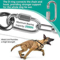 Tresbro Heavy Duty Dog Chains for Outside, 40FT Stainless Steel Tie Out Cable with Swivel Hook for Small Medium Dogs, Metal Chew Proof Pet Runner Chain Leash Lead for Outdoor Camping Hiking Yard, 3MM