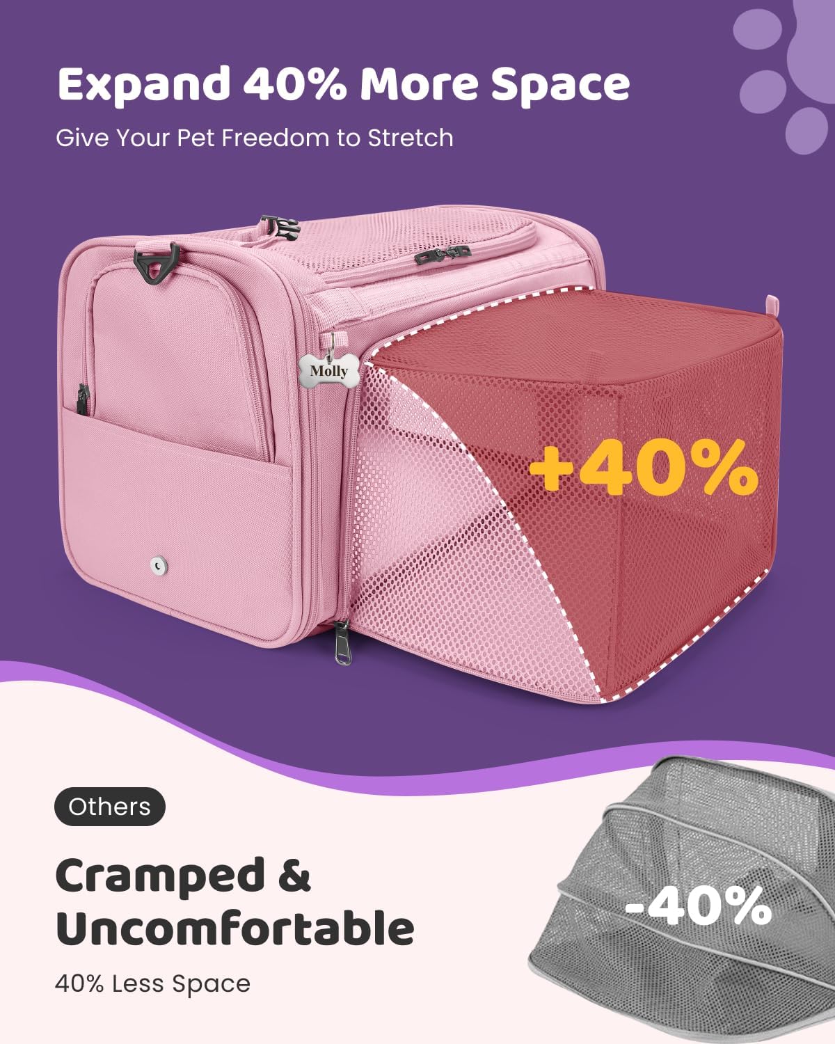 MIDOG Soft Cat Carrier Airline Approved - Coral / 17.0"L x 11.0"W x 11.0"H - image 2