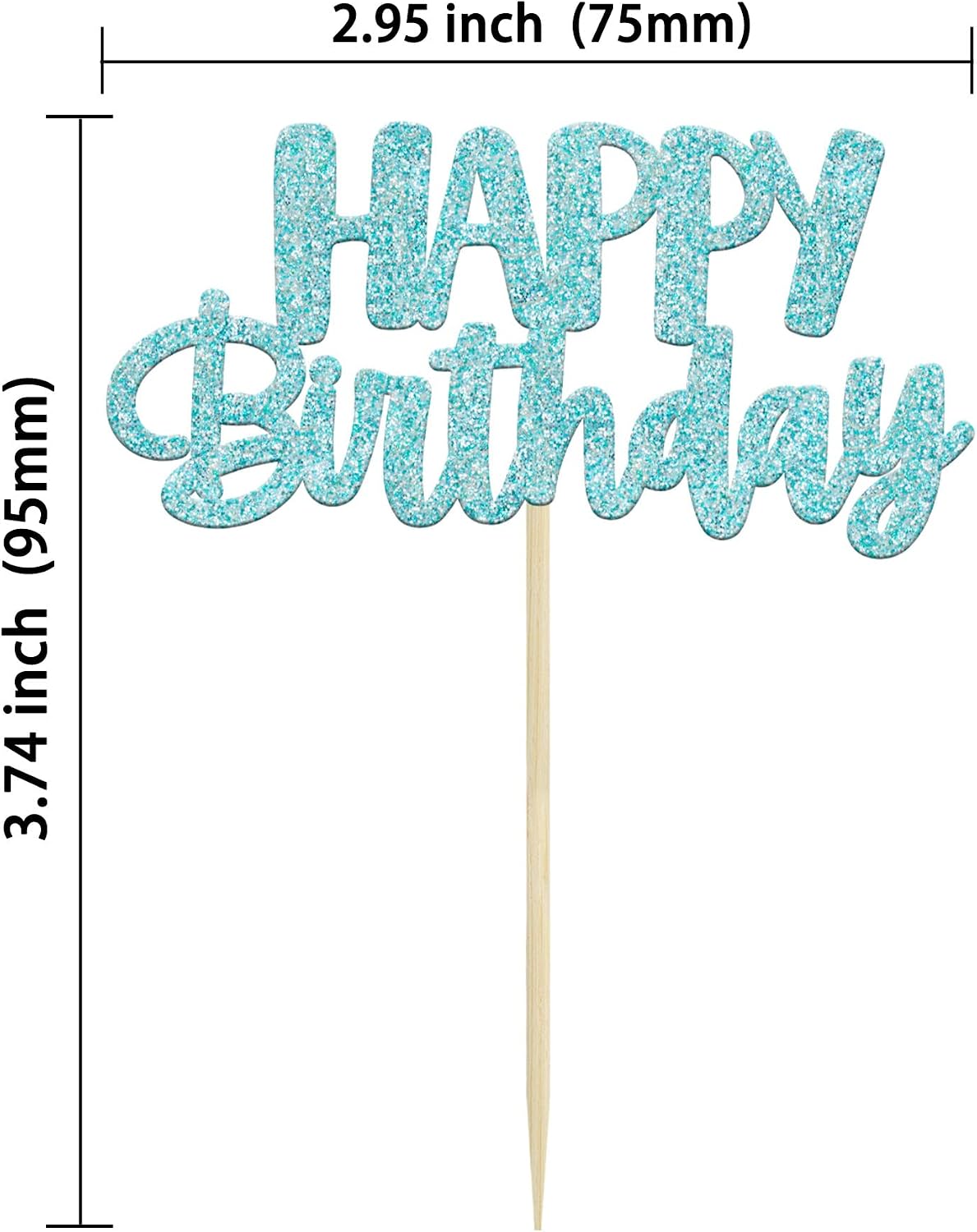 Gyufise 24Pcs Happy Birthday Cupcake Toppers Gold Glitter Celebrating - Light Blue - image 2