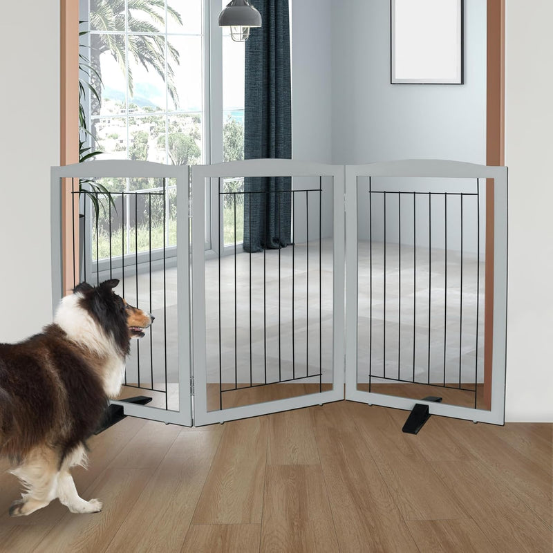 ZJSF Freestanding Wooden Dog Gate