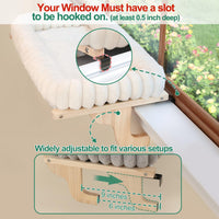 Zakkart SnugCloud Cat Perch for Windowsill – Essentials for Cats - Natural Color Wood w/ Brown Bed / Medium (22"x15") - image 3