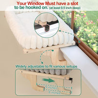 SnugCloud Cat Window Perch with 4-Sided Bolster - Orthopedic Cat Hammock for Window Sill - Solid Hardwood & Metal Frame - Window Seat for Pets (Dark Stained Wood w/Gray Bed, Medium)