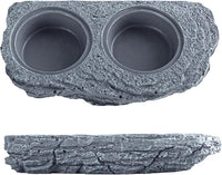 Wacool Magnetic Gecko Ledge - Double Bowl Reptile Feeding Tray with 6 Feeding Cups for Geckos, Lizards, Chameleons and Reptile Pets