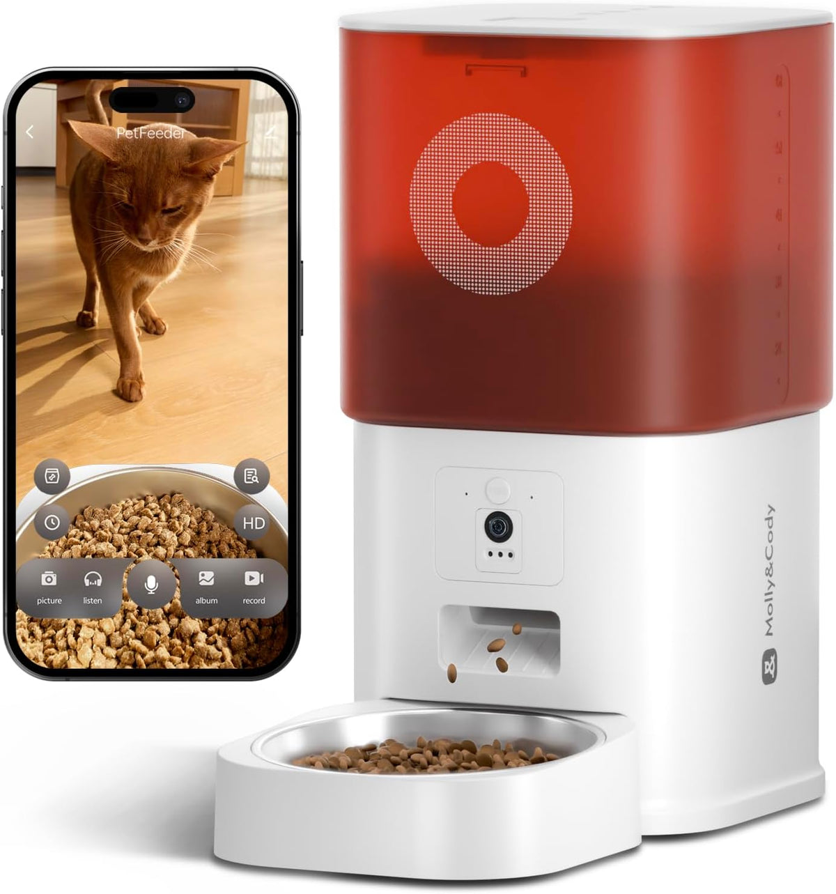 Automatic Cat Feeder with Camera: 6L Automatic Dog Feeder with 2-Way - 6LWhite