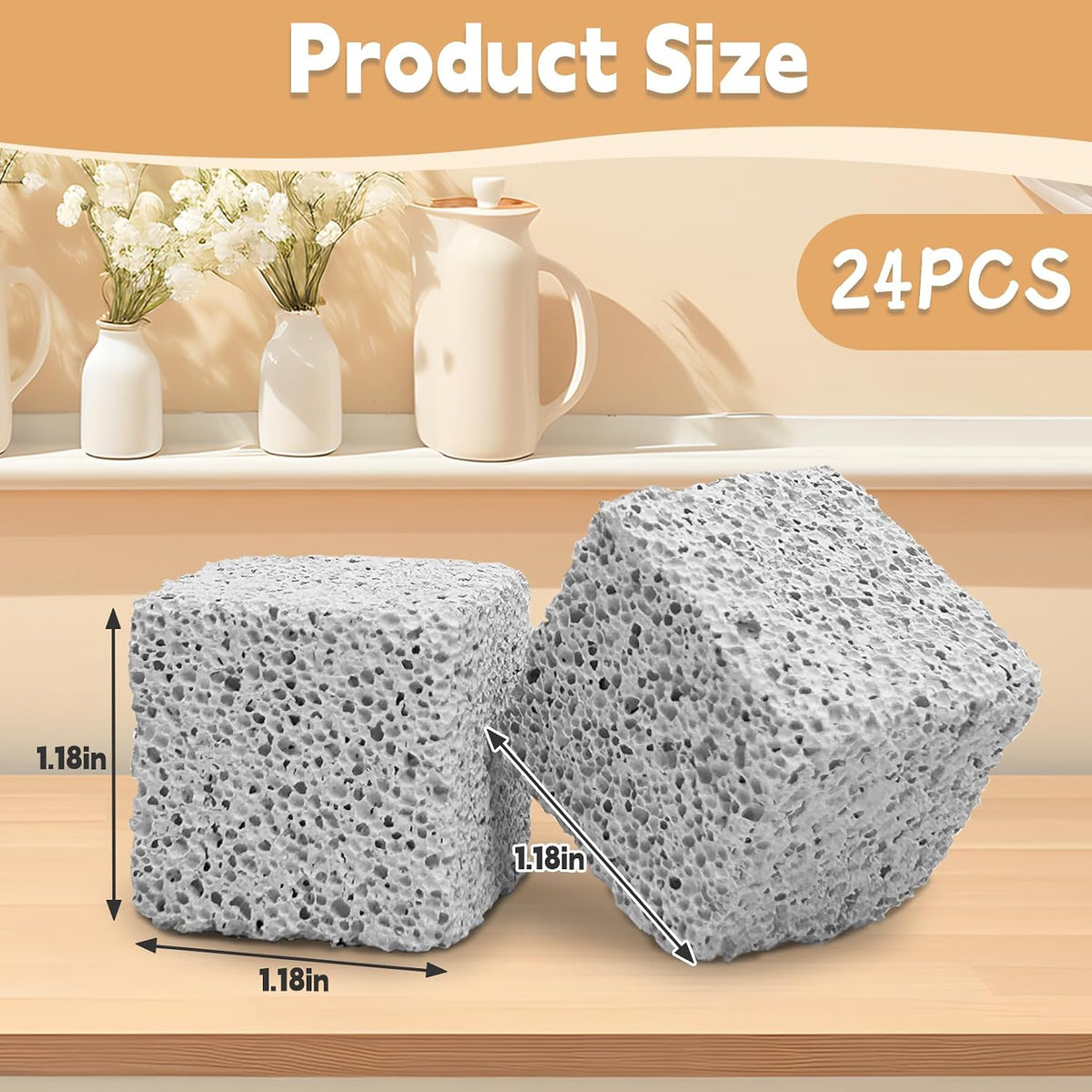 24 PCS Chinchilla Chew Toys Lava Blocks Hamster Chew Toys – Essentials for Small Pets - 24 Pcs-Square / 1.18 Inch Diameter - image 2