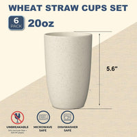 Wrova set of 8 black reusable wheat straw cups, 20 oz, stackable - view 17