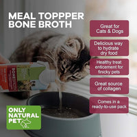 Only Natural Pet Bone Broth Beef Flavor Dog & Cat Meal Topper, 100% Human-Grade Slow-Simmered, Free-Range for Dry Food or to Hydrate Dehydrated Food - (12-Pack / 11.16 oz Each)