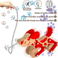 LKyoxs wooden pull along dog toy with swinging legs and pull string - view 11