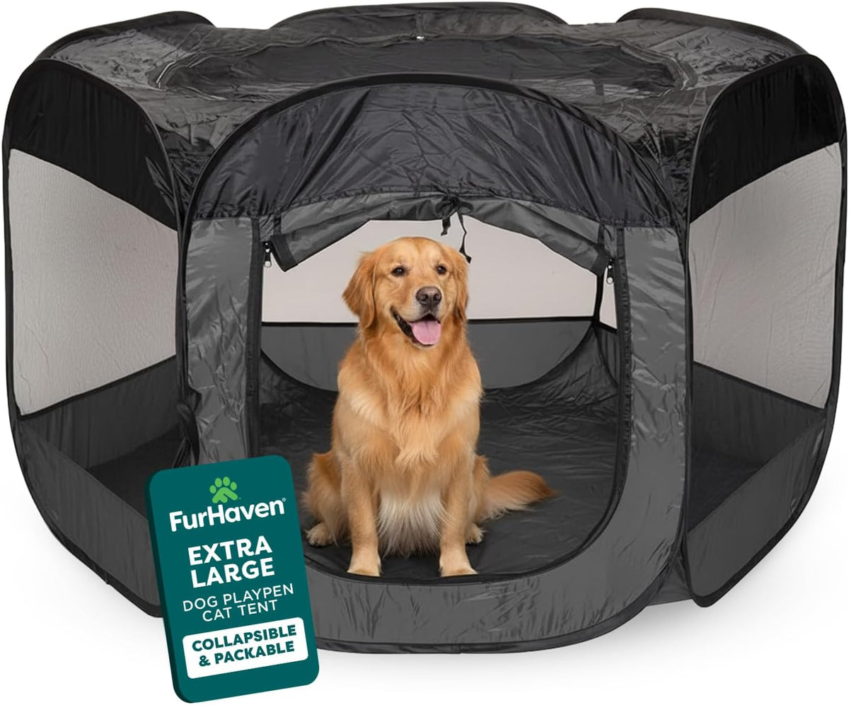FurHaven Soft-Sided Dog & Cat Playpen - Gray / Extra Large