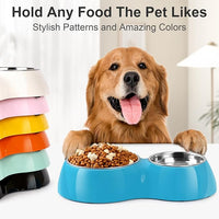 Elevated Dog Bowls Set - Non-Slip Raised Pet Feeder with Medium (2 Cups) & Large (4 Cups) Stainless Steel Bowls - Includes Durable Resin Stand for Puppies, Adult Dogs & Cats - Blue