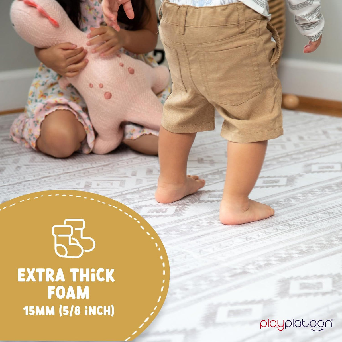 Play Platoon Kids Play Mat, 9 Tile 72x72 Inch - 72"L x 72"W x 0.6"Th / Canyon - image 3