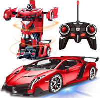 AMENON Remote Control Car, Transform Robot Toys for Boys Teens - Red