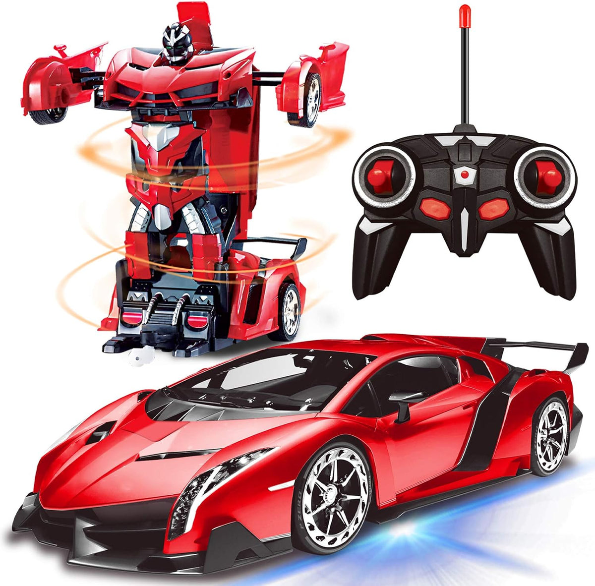 AMENON Remote Control Car, Transform Robot Toys for Boys Teens - Red