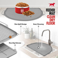 Tuff Pupper 36x24 XXL Dog Feeding Mat for Food and Water - Gray / Semi Circle Large - 26" x 21" - image 2