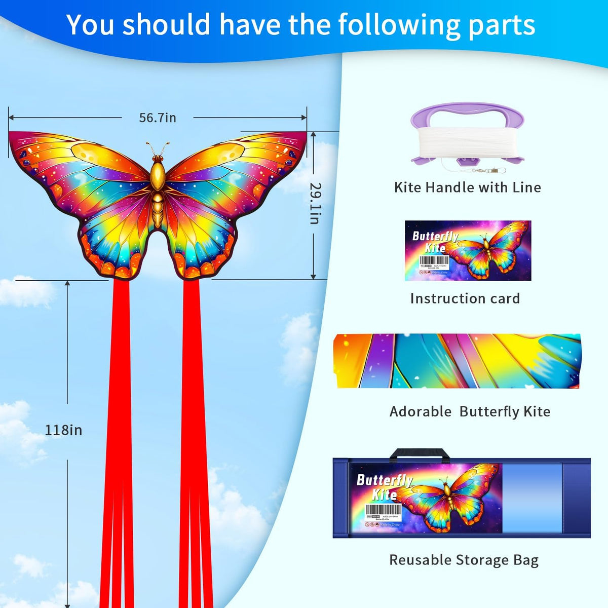 Xida Butterfly Kites for Kids and Adults Easy to Fly - Golden Neon - image 2