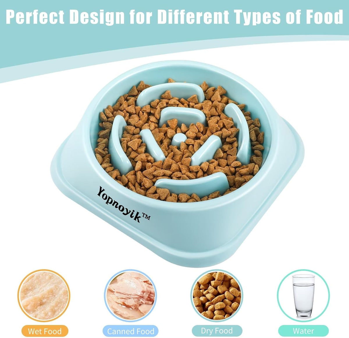 2 Pack Slow Feeder Dog Bowls for Medium Dogs & Cats – Essentials for Dogs - Large / Light Blue - image 4