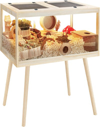 PROLEE Small Animal Cage, Hamster Cage Wooden Roof - 24.0"L x 16.0"W x 40.0"H / Metal Mesh Roof