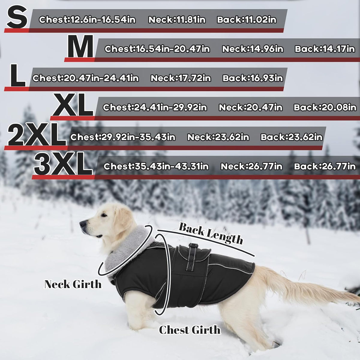 Dog Coats for Large Dogs Waterproof Dog Jacket with Adjustable Fit – Essentials for Dogs - M / Black - image 4