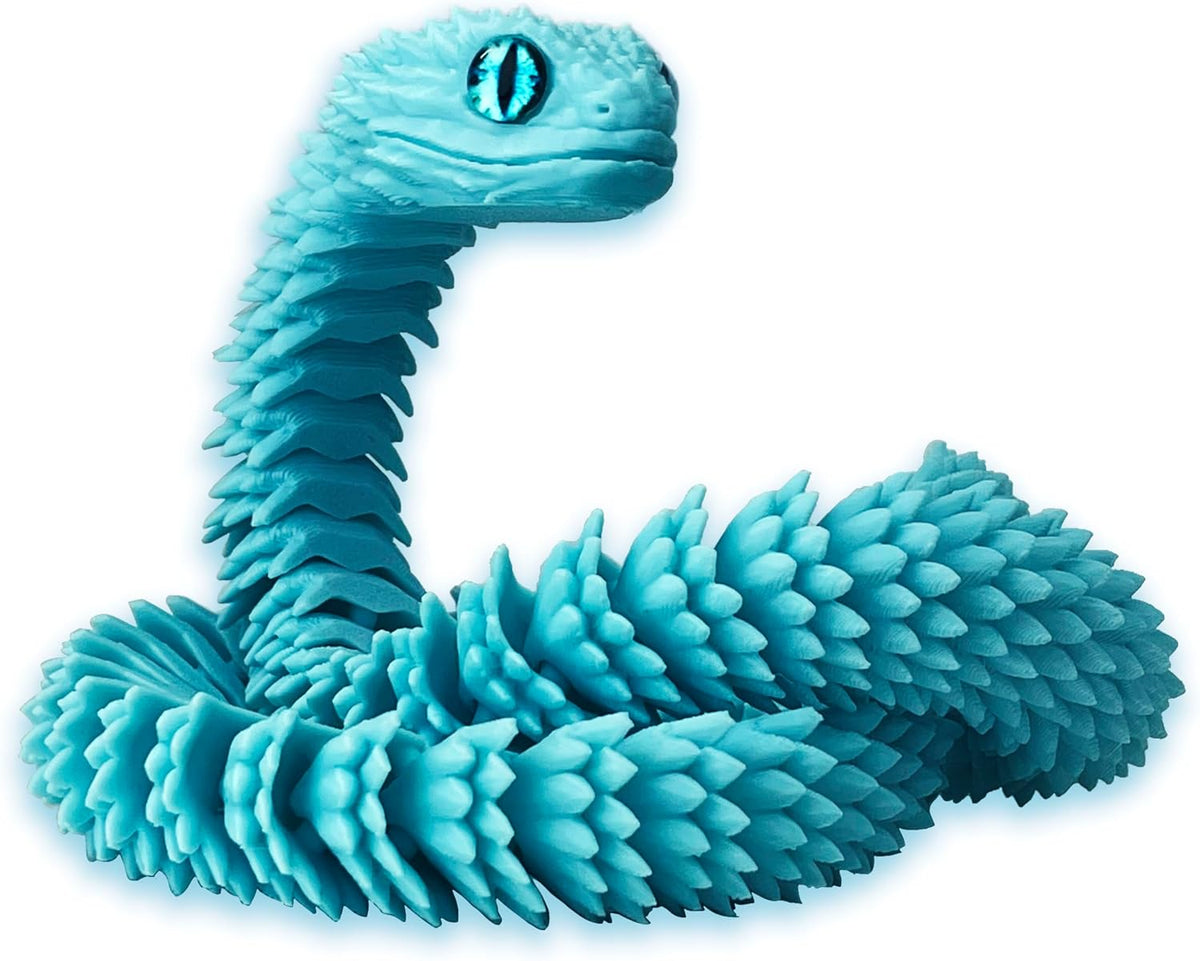 24in 3D Printed Snake Toys, Flexible 3D Printed Animal - Sky Blue / 24in