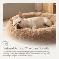 Small Calming Dogs Bed for Small Dogs Anti-Anxiety Machine Washable - Brown / 30 inches - image 2