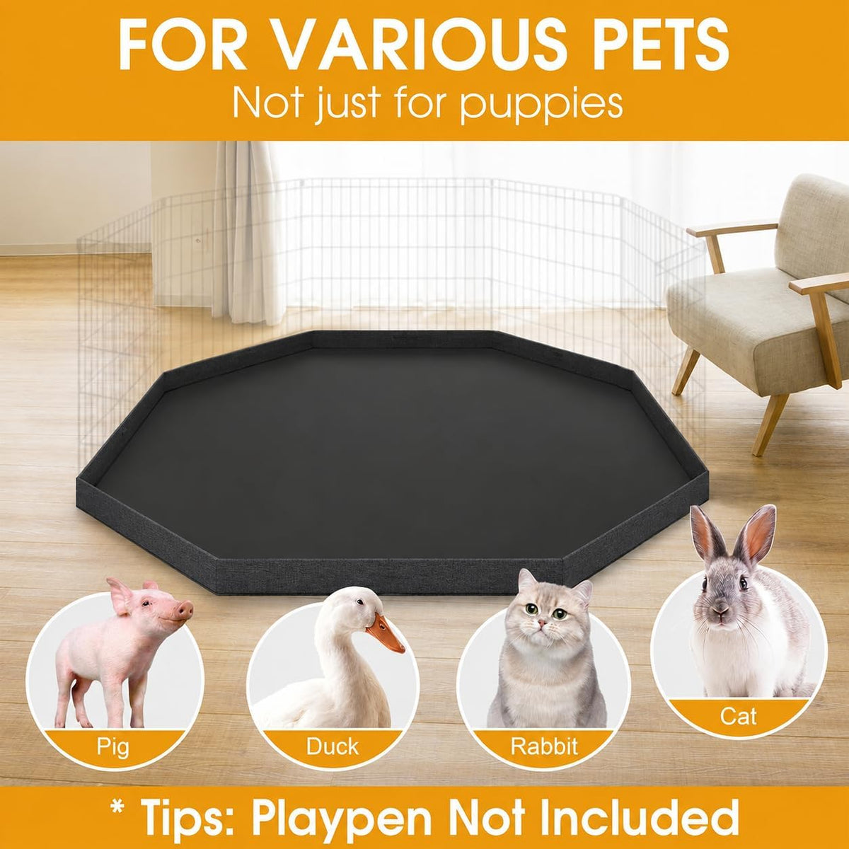 Puppy Pet Playpen 8 Panel 24 Inch Indoor Outdoor Metal Portable - Octagonal Bottom Pad for 24"W 8-Panel Dog Playpen - image 3