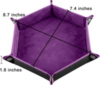 SIQUK 4 Pieces Dice Tray Set Foldable Dice Trays Hexagon Dice Rolling - Black, Cyan, Violet, Royal Blue - image 2