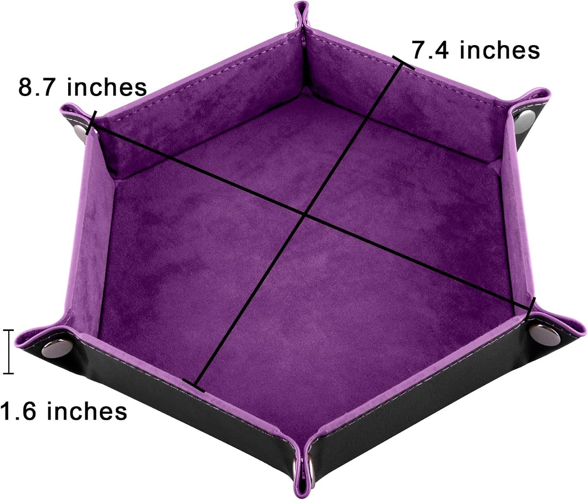 SIQUK 4 Pieces Dice Tray Set Foldable Dice Trays Hexagon Dice Rolling - Black, Cyan, Violet, Royal Blue - image 2