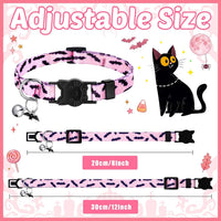 8 Pcs Halloween Cat Collars Breakaway with Bell - Pink Halloween - image 3