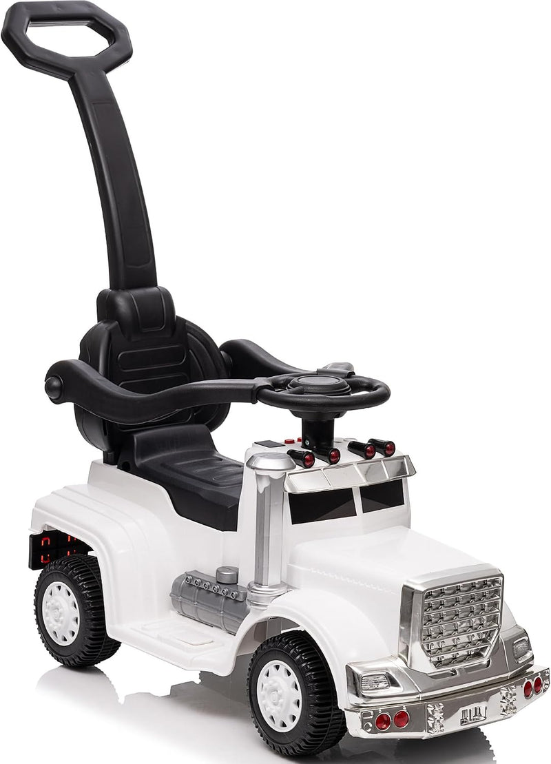 Outfunny 3-in-1 ride-on push car for toddlers in black with parent push handle and handrails